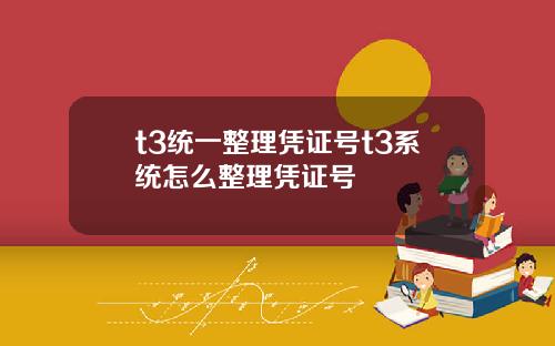 t3统一整理凭证号t3系统怎么整理凭证号