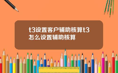 t3设置客户辅助核算t3怎么设置辅助核算