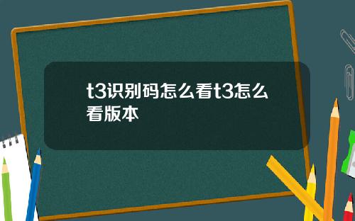 t3识别码怎么看t3怎么看版本