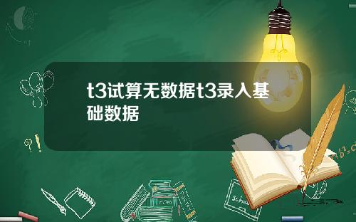 t3试算无数据t3录入基础数据