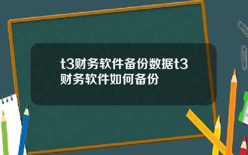 t3财务软件备份数据t3财务软件如何备份