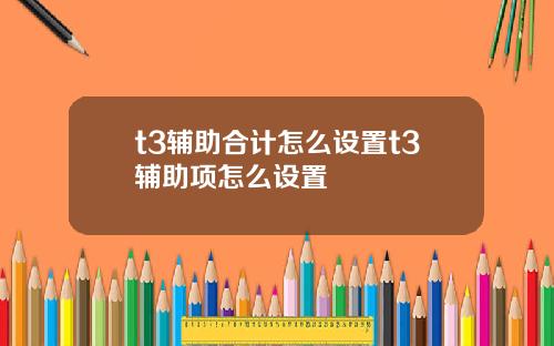 t3辅助合计怎么设置t3辅助项怎么设置