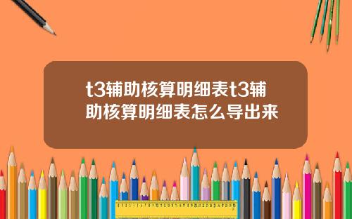 t3辅助核算明细表t3辅助核算明细表怎么导出来
