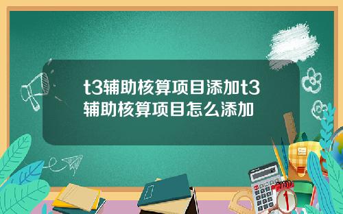 t3辅助核算项目添加t3辅助核算项目怎么添加