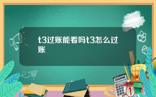 t3过账能看吗t3怎么过账