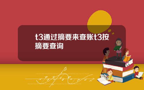t3通过摘要来查账t3按摘要查询