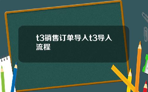 t3销售订单导入t3导入流程