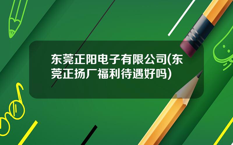 东莞正阳电子有限公司(东莞正扬厂福利待遇好吗)