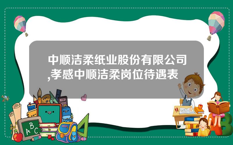 中顺洁柔纸业股份有限公司,孝感中顺洁柔岗位待遇表
