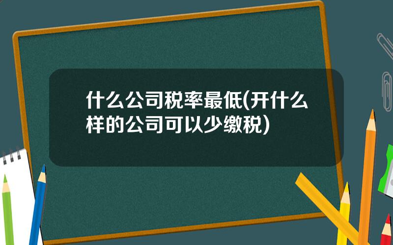 什么公司税率最低(开什么样的公司可以少缴税)