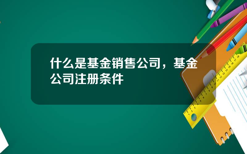 什么是基金销售公司，基金公司注册条件