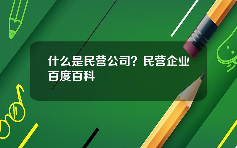 什么是民营公司？民营企业百度百科