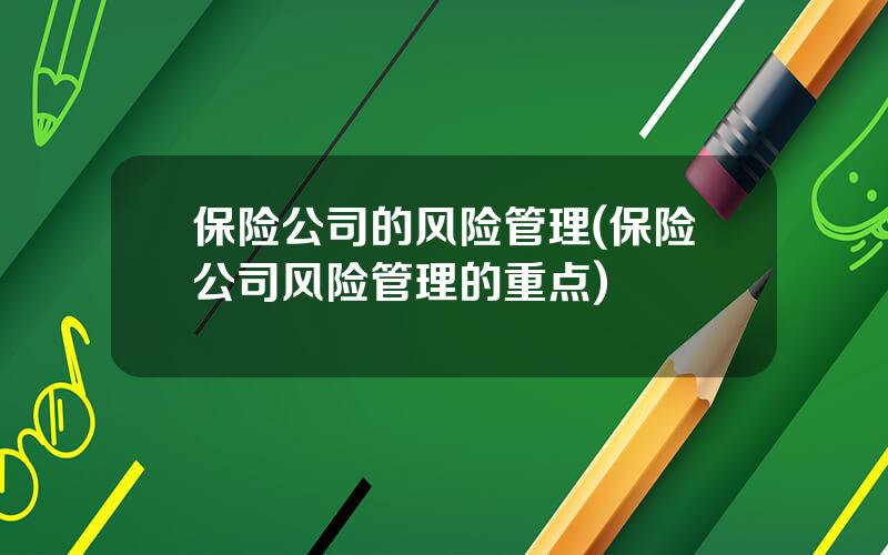 保险公司的风险管理(保险公司风险管理的重点)