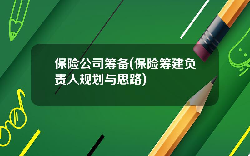 保险公司筹备(保险筹建负责人规划与思路)