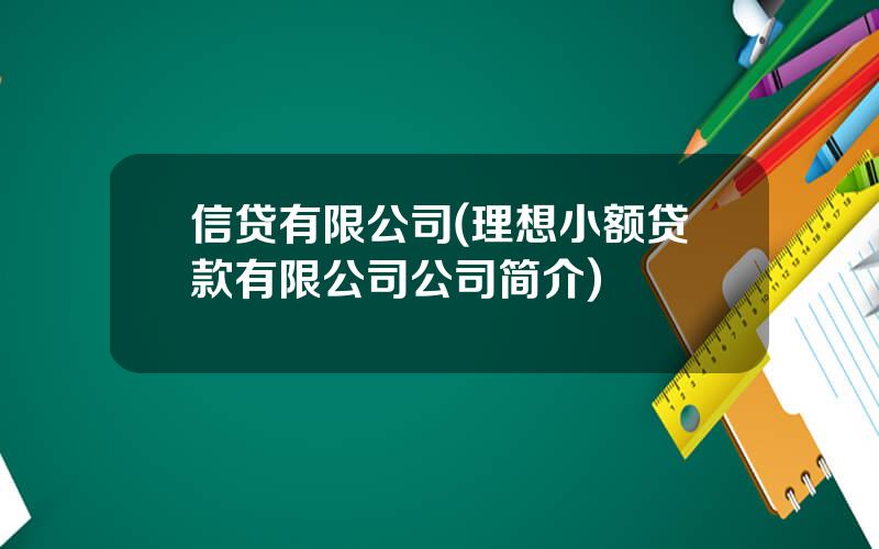 信贷有限公司(理想小额贷款有限公司公司简介)