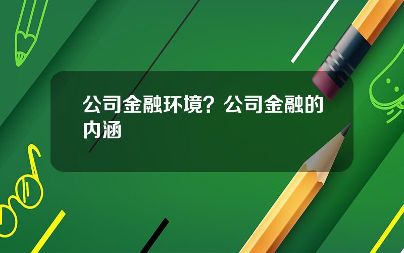 公司金融环境？公司金融的内涵