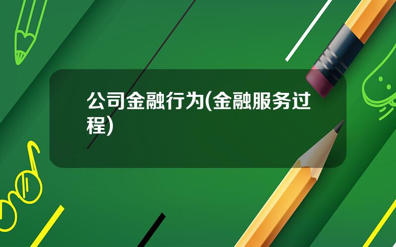 公司金融行为(金融服务过程)
