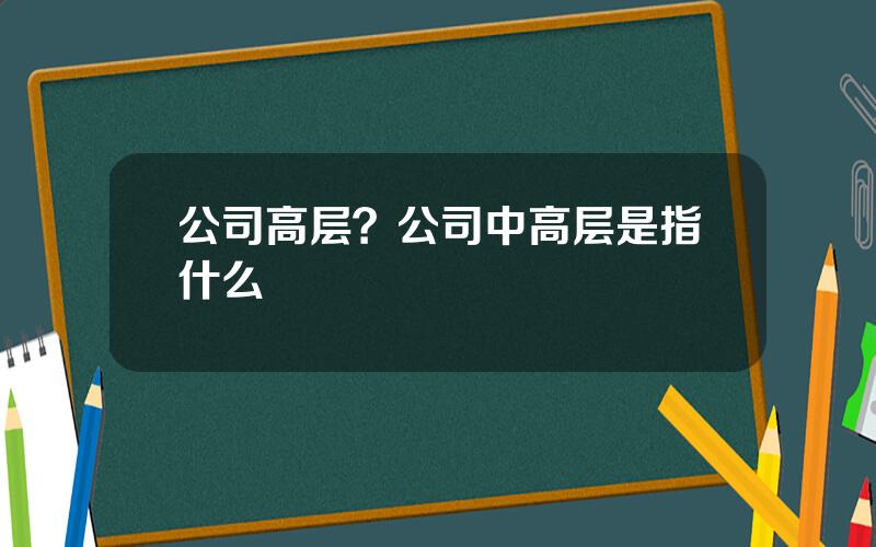 公司高层？公司中高层是指什么