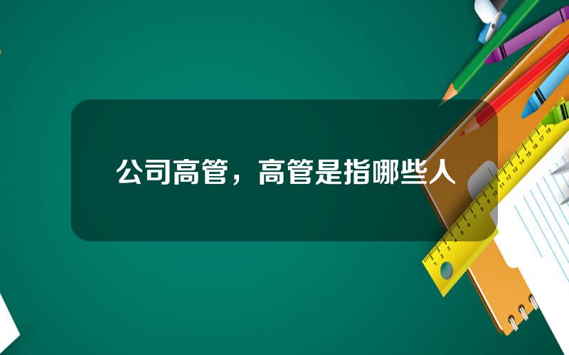 公司高管，高管是指哪些人