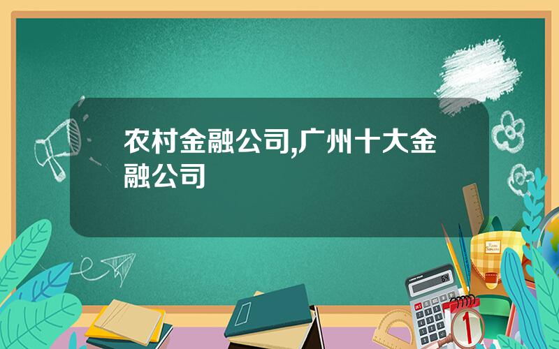 农村金融公司,广州十大金融公司