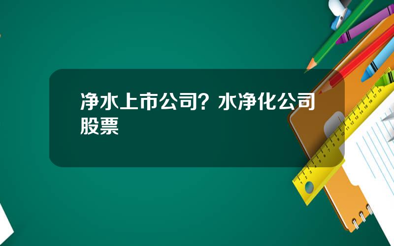 净水上市公司？水净化公司股票