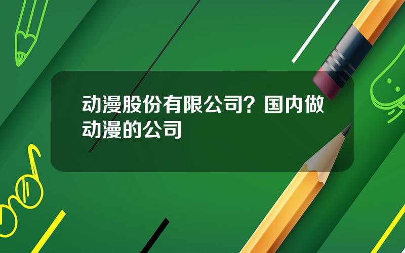 动漫股份有限公司？国内做动漫的公司