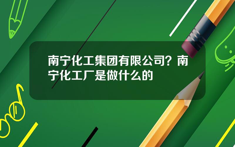 南宁化工集团有限公司？南宁化工厂是做什么的