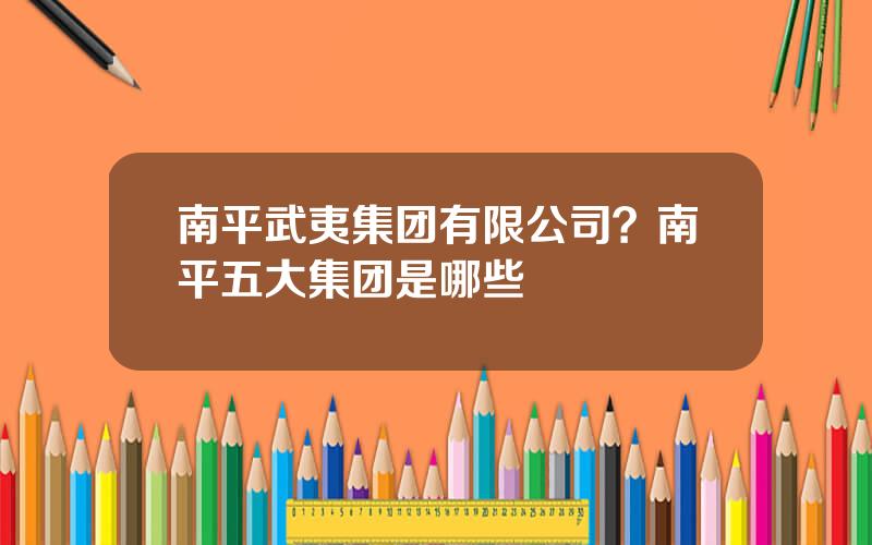 南平武夷集团有限公司？南平五大集团是哪些
