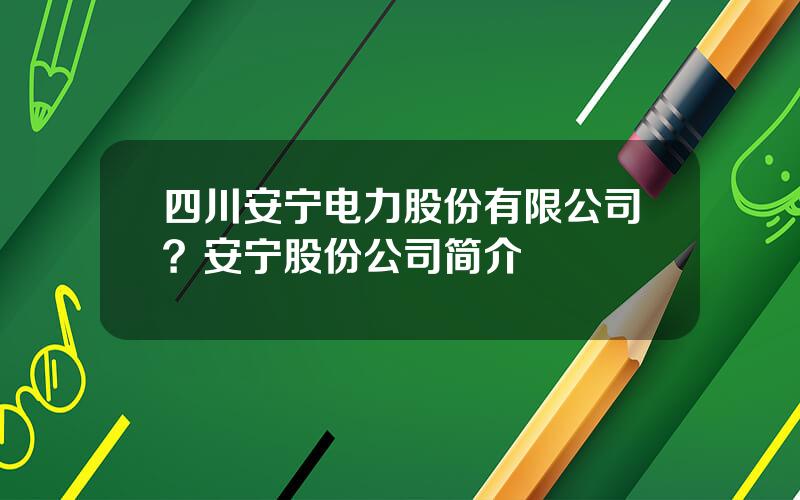 四川安宁电力股份有限公司？安宁股份公司简介
