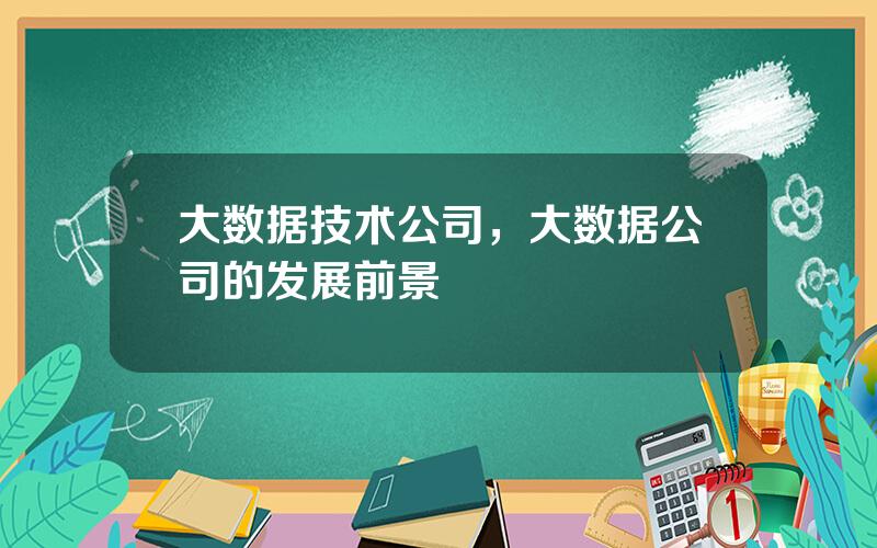 大数据技术公司，大数据公司的发展前景