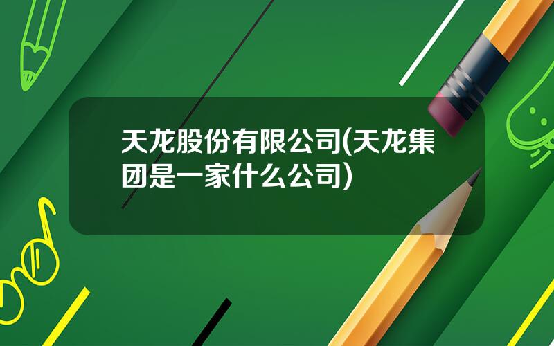 天龙股份有限公司(天龙集团是一家什么公司)