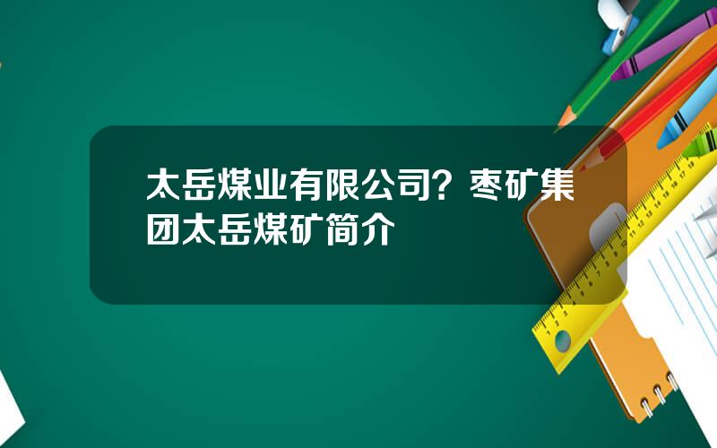 太岳煤业有限公司？枣矿集团太岳煤矿简介