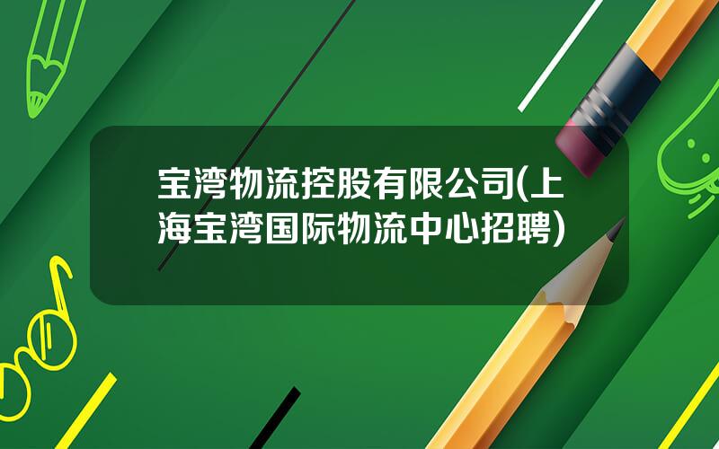 宝湾物流控股有限公司(上海宝湾国际物流中心招聘)