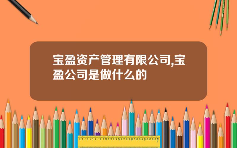宝盈资产管理有限公司,宝盈公司是做什么的