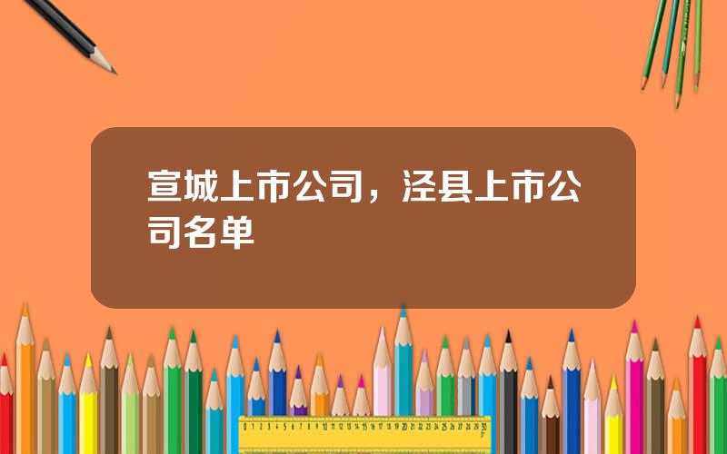 宣城上市公司，泾县上市公司名单