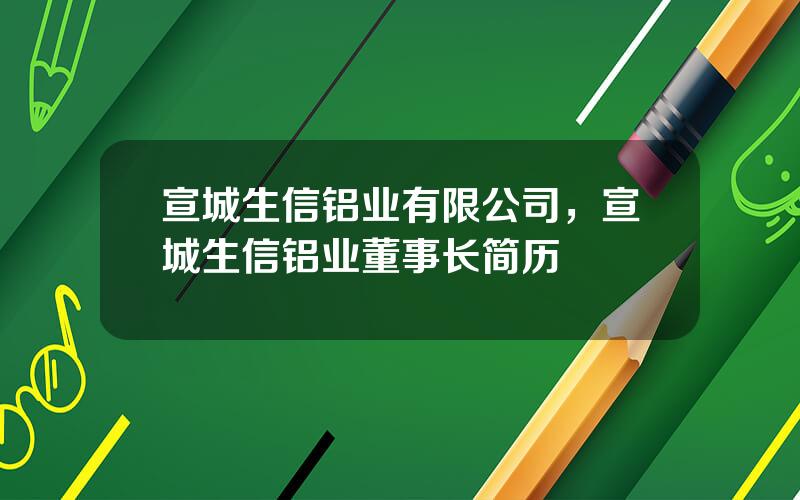 宣城生信铝业有限公司，宣城生信铝业董事长简历