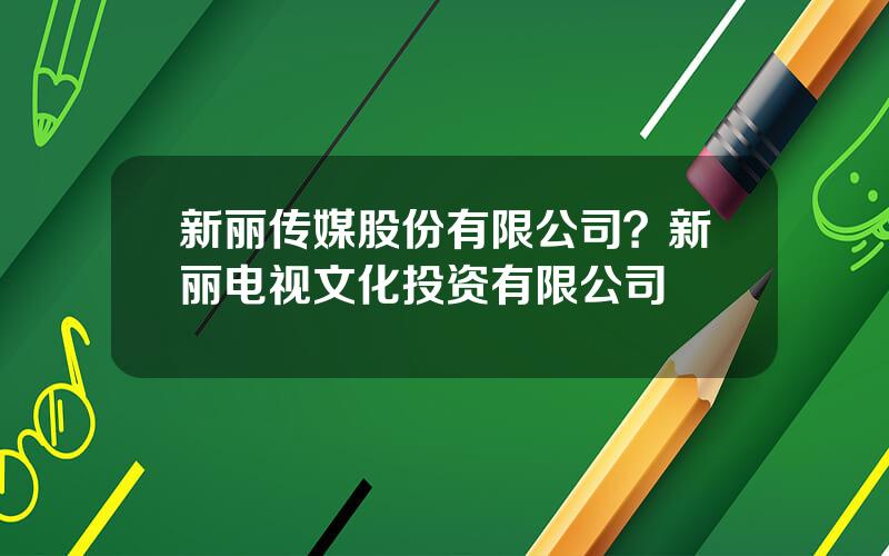新丽传媒股份有限公司？新丽电视文化投资有限公司
