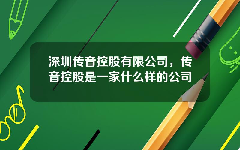 深圳传音控股有限公司，传音控股是一家什么样的公司