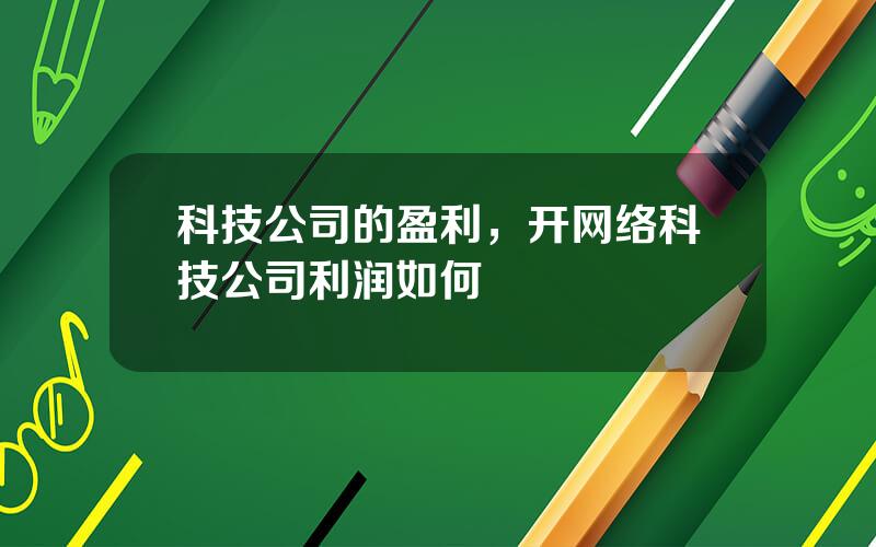 科技公司的盈利，开网络科技公司利润如何